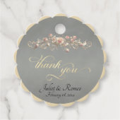 Étiquettes Cadeau Rose Scroll & Monogram - Sauge à festons (Devant)