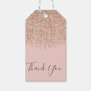Étiquettes-cadeau Rose Taupe Bronze Or Glitter Glam Cadeau de Fête