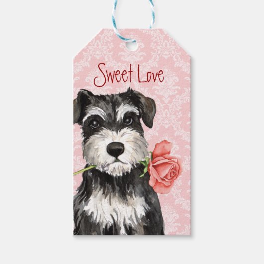 Étiquettes-cadeau Rose Valentin Mini Schnauzer (Devant)