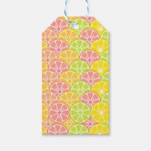 ÉTIQUETTES-CADEAU ROSE VERT ORANGE JAUNE TRANCHE DE FRUITS