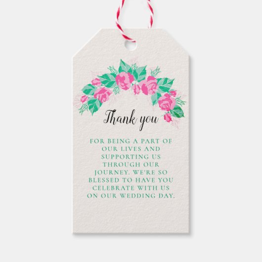 Étiquettes-cadeau Rose Vert Rose Pétales Fleurs Jardin Mariage (Devant)