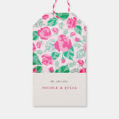 Étiquettes-cadeau Rose Vert Rose Pétales Fleurs Jardin Mariage (Dos)