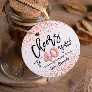 Étiquettes Cadeau RoseGold Confetti encourage à 40 ans Favor Tags