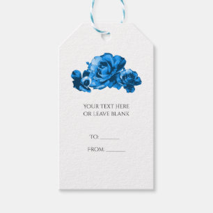 Étiquettes-cadeau Roses Aquarelle Bleues Mariage Élégant