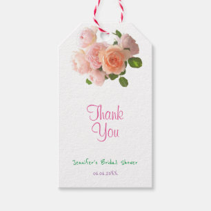 Étiquettes-cadeau Roses Aquarelle Écriture Manuscrite Texte Merci Mo