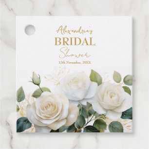 Étiquettes Cadeau Roses blanches personnalisées pour la fête de mari