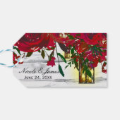 Étiquettes-cadeau Roses d'aquarelle rouge romantique et Mariage de l (Dos Horizontal)