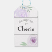Étiquettes-cadeau Roses d'aquarelle violet conçus par (Dos)