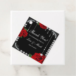 Étiquettes Cadeau Roses Et Diamants Rouges Romantiques