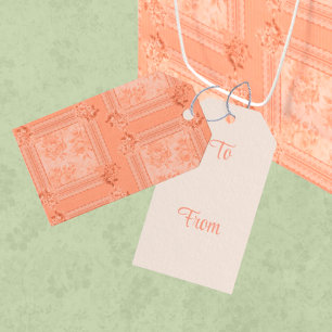Étiquettes-cadeau Roses Fanées Dentelle Pêche Vintage