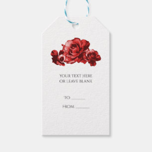 Étiquettes-cadeau Roses Florales Élégantes Aquarelle Rouge Vintage