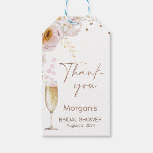 Étiquettes-cadeau Roses Petals Petals Prosecco Boho Fête des mariées