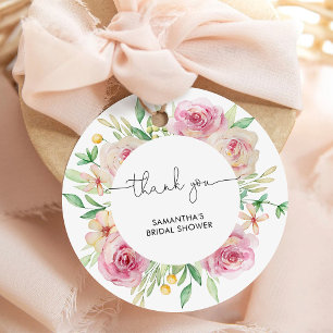 Étiquettes Cadeau Roses rose élégant rose saumon remerciement enterr