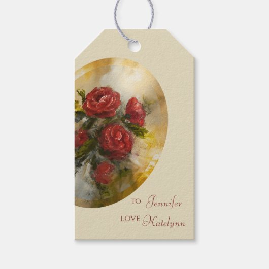 Étiquettes-cadeau Roses Rouges (Devant)