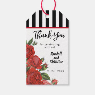 Étiquettes-cadeau Roses rouges Blancs noirs Derby Merci