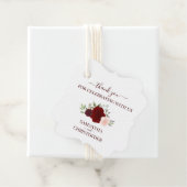 Étiquettes Cadeau Roses Rouges Bourguignonnes Merci de mariage éléga (En situation)