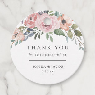 Étiquettes Cadeau Roses subtils d'aquarelle Mariage floral