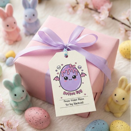 Étiquettes-cadeau Rotten Egg Pastel Goth Easter Pink Lavender