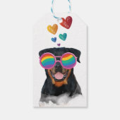 Étiquettes-cadeau Rottweiler Chien avec Coeurs Saint-Valentin (Dos)