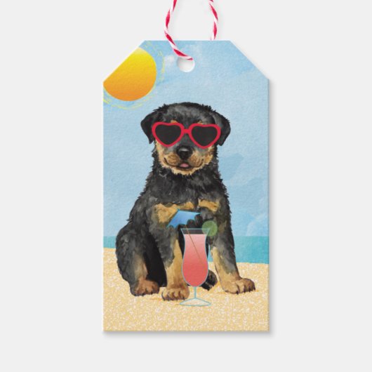 Étiquettes-cadeau Rottweiler été (Devant)