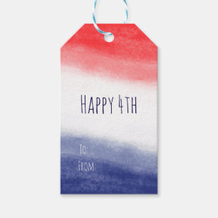 Étiquettes-cadeau Rouge Blanc & Bleu Aquarelle Patriotique USA