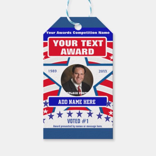 Étiquettes-cadeau Rouge, blanc et bleu (Devant)