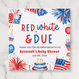 Étiquettes Cadeau Rouge, Blanc et impayée Fête prénatale pour bébé s