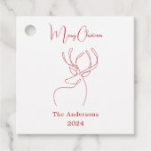 Étiquettes Cadeau Rouge blanc rennes abstraits Noël moderne (Devant)