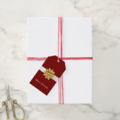 Étiquettes-cadeau Rouge Blanc Ruban Or Bow Noël (Avec de la ficelle)