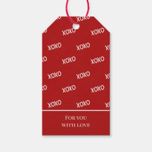 Étiquettes-cadeau Rouge Blanc XOXO Amour