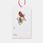Étiquettes-cadeau Rouge Cardinal Pine Branch Pine Cones Noël (Dos)
