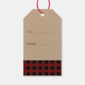 Étiquettes-cadeau Rouge chèque plaid Rustique Photo Noël (Dos)