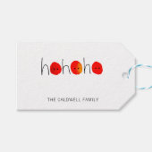 Étiquettes-cadeau Rouge et noir doux Ho Ho Ho (Devant (Horizontal))