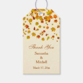 Étiquettes-cadeau Rouge et or automne érable feuille Mariage Merci (Devant)