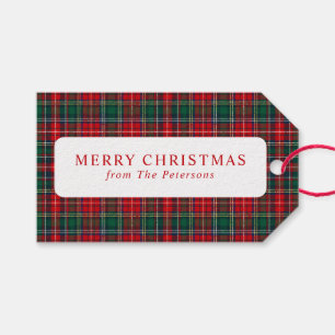 Étiquettes-cadeau Rouge et Vert Classique à Carreaux Noël