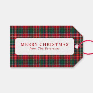 Étiquettes-cadeau Rouge et Vert Classique à Carreaux Noël