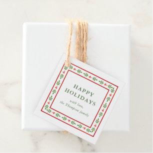 Étiquettes Cadeau Rouge et Vert Folk inspiré cadeau de vacances