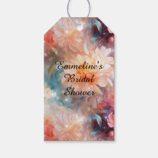 Étiquettes-cadeau Rouge Fard Pêche Orange Floral  (Devant)