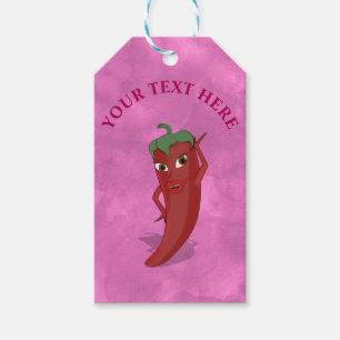 Étiquettes-cadeau Rouge Hot Pepper Diva Aquarelle rose