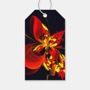 Étiquettes-cadeau Rouge Jaune Floral Moderne Résumé Modèle Art #10