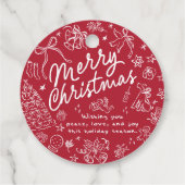 Étiquettes Cadeau Rouge Joyeux Noël Dessin main (Dos)