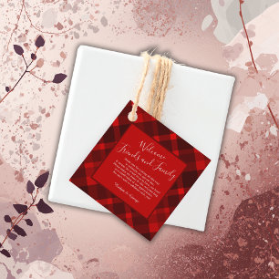 Étiquettes Cadeau rouge noir écossais celtique tartan mariage motif