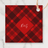Étiquettes Cadeau rouge noir écossais celtique tartan mariage motif (Dos)