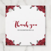 Étiquettes Cadeau Rouge Rose Floral thème Mariage (Devant)