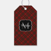 Étiquettes-cadeau Rouge tartan Noël plaid hiver motif Monogramme (Devant)