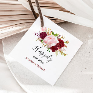 Étiquettes Cadeau Rouge Tropical et Mariage romantique