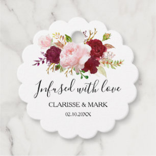 Étiquettes Cadeau Rouge Tropical Romantique infusé avec Mariage d'am
