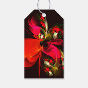 Étiquettes-cadeau Rouge Vert Floral Moderne Art Abstrait Motif #02