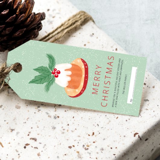 Étiquettes-cadeau Rouge vert mistletoe rustique Joyeux gâteau de Noë