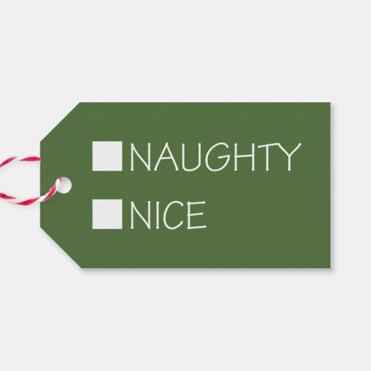 Étiquettes-cadeau Rouge & Vert Naughty Nice Holiday (Dos Horizontal)